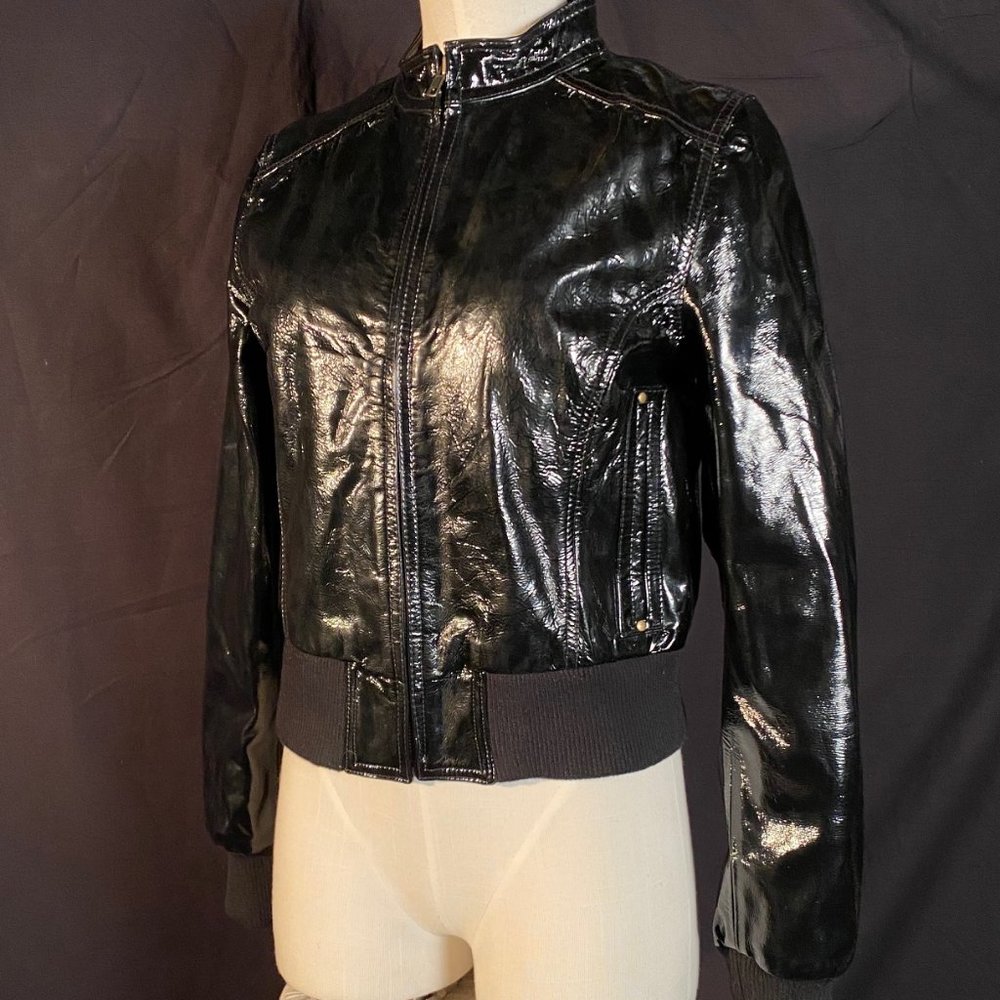Emilie D. Genuine Leather Bomber Jacket Size Medium